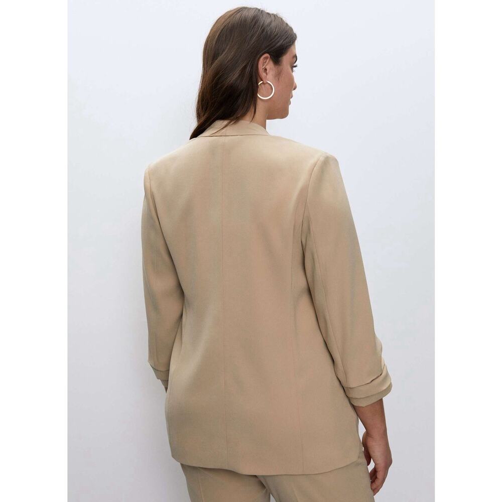Aritzia Babaton‎ Power Hip Blazer Mirror Crepe Cream Beige Size 4 Preppy - Picture 4 of 10